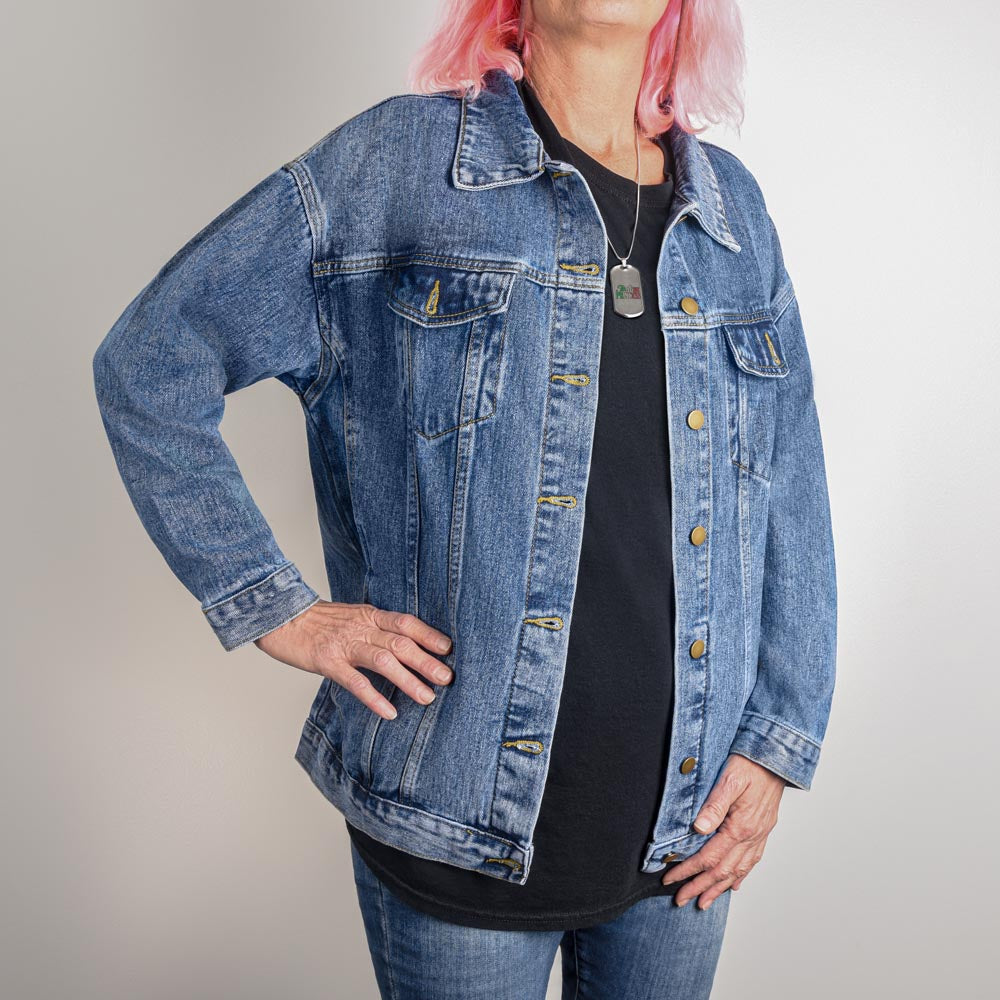 Oversized Women's DTG Denim Jacket Bunny Creepy