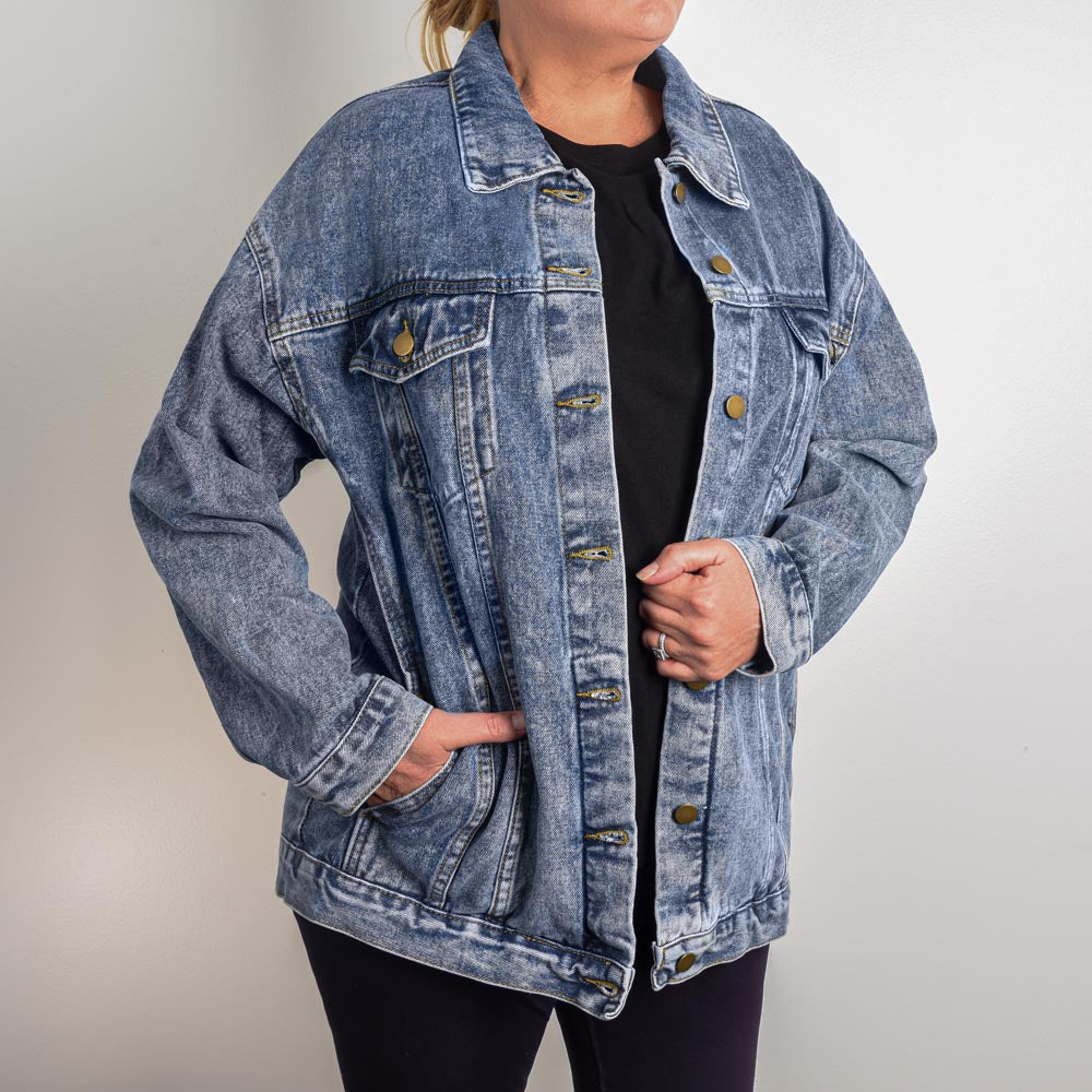 Oversized Women's DTG Denim Jacket Bunny Creepy