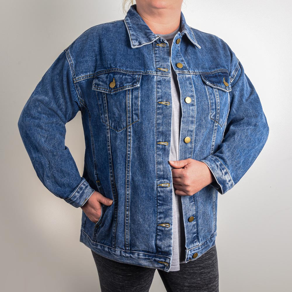 Oversized Women's DTG Denim Jacket Bunny Creepy